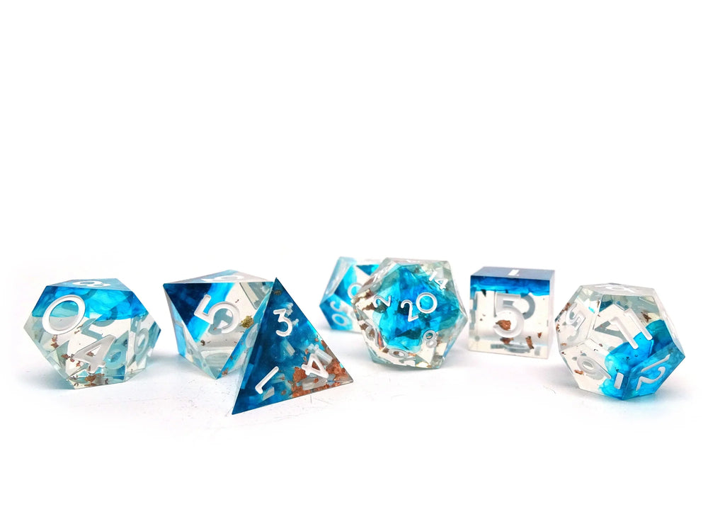 Metallic Shadows Sharp Edge RPG Dice Set