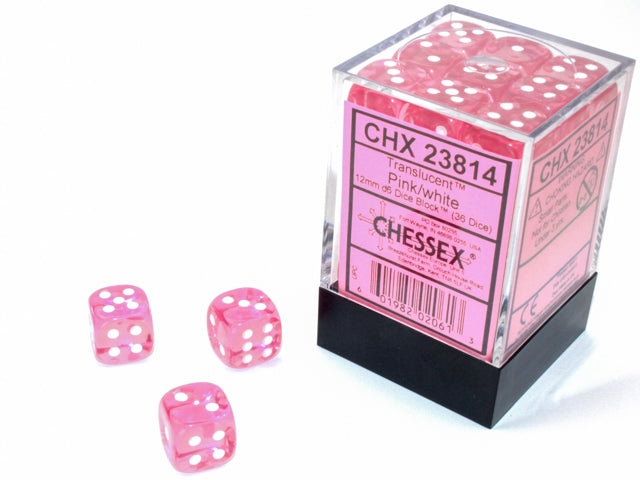 12MM 36CT D6 BLOCK: GEMINI TRANSLUCENT PINK/WHITE