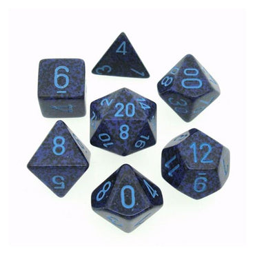 7CT SPECKLED POLY COBALT DICE SET