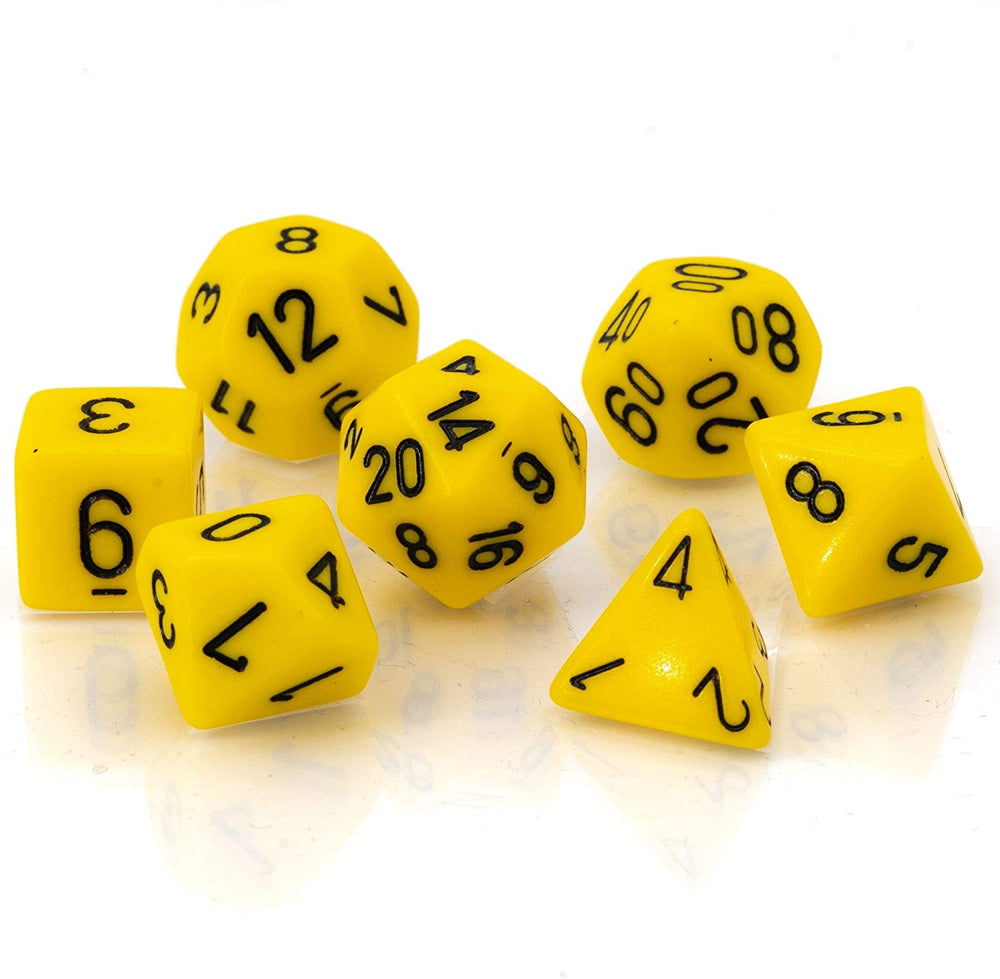 7CT OPAQUE POLY YELLOW/BLACK DICE SET