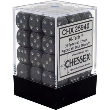 D6 -- 12MM SPECKLED DICE, HI-TECH, 36CT