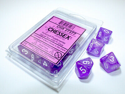 Set of Ten d10 Dice Borealis Purple/White