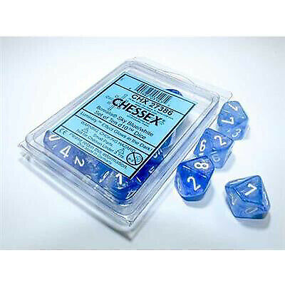 Set of Ten d10 Dice Borealis Blue/White