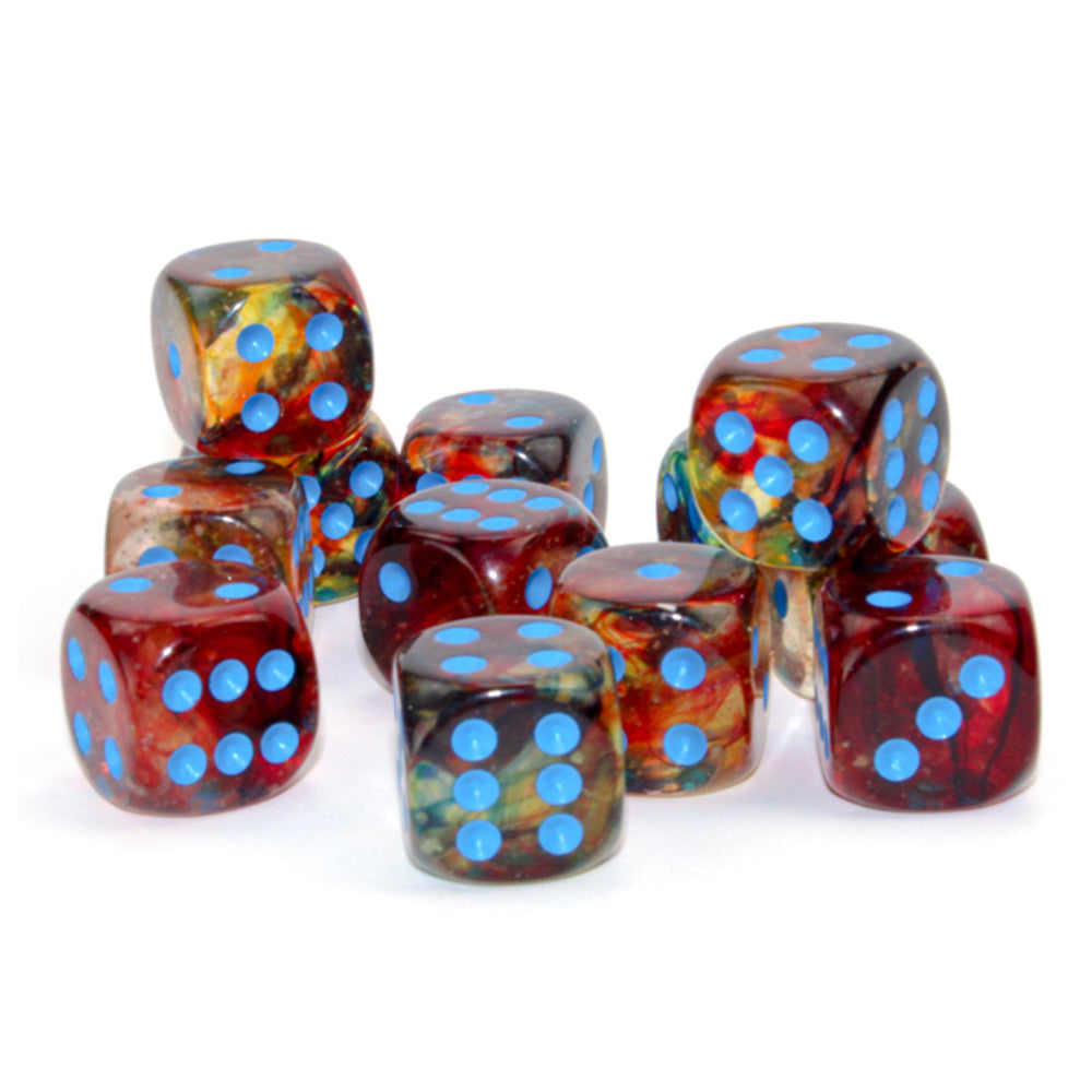 D6 -- 16MM NEBULA DICE, PRIMARY/BLUE, 12CT